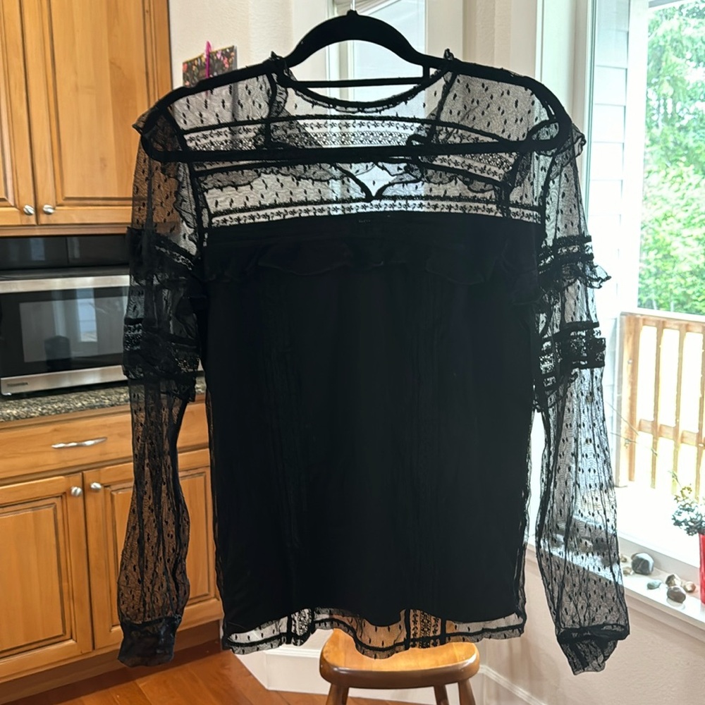 Black lace blouse long sleeve